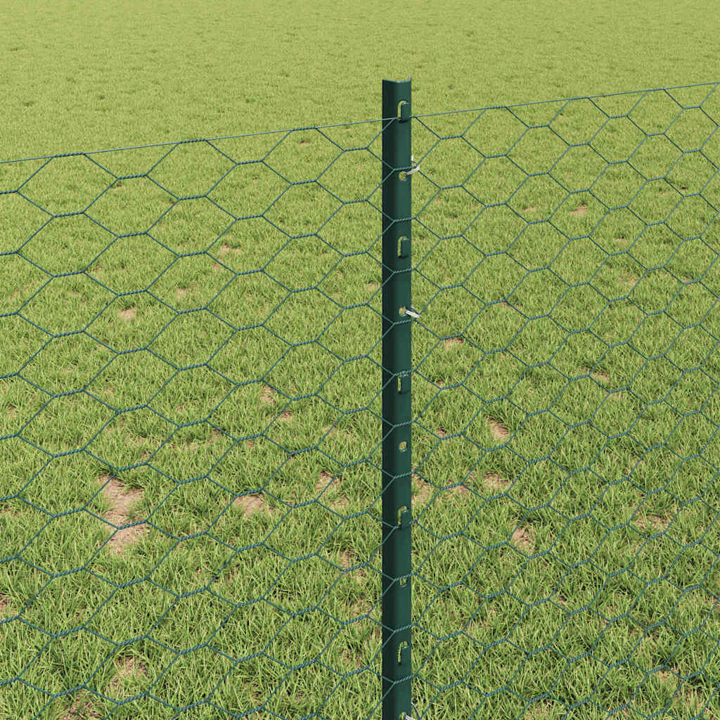 Fence with Post Green 1 x 100 m Steel and PVC
