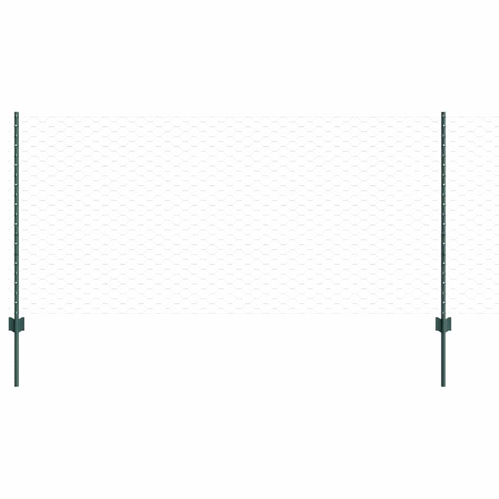 Fence with Post Green 1 x 100 m Steel and PVC