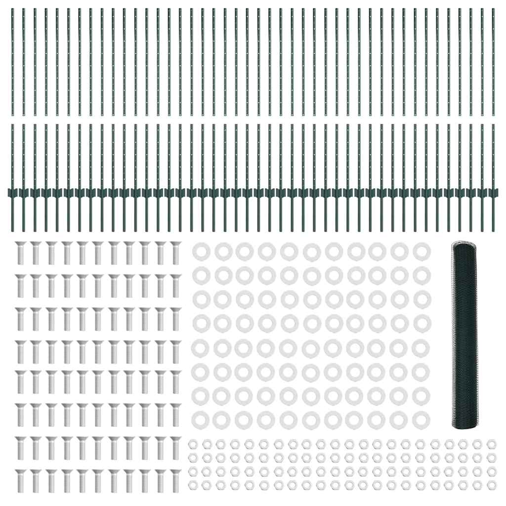 Fence with Post Green 1.2 x 100 m Steel and PVC