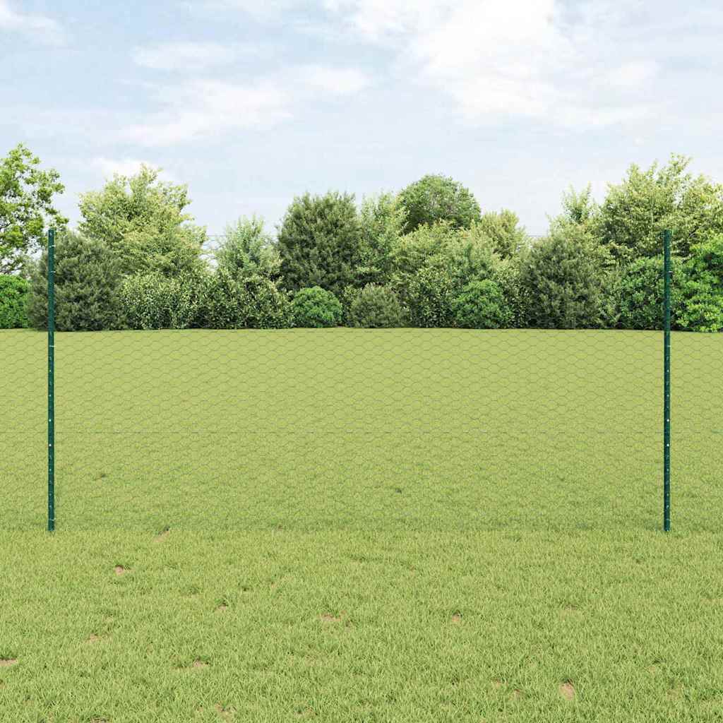 Fence with Post Green 1.2 x 100 m Steel and PVC