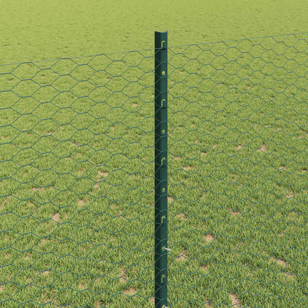 Fence with Post Green 1.4 x 100 m Steel and PVC