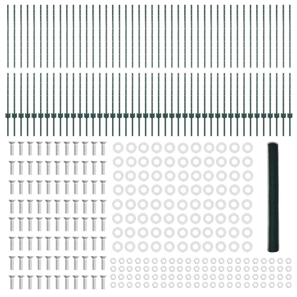 Fence with Post Green 1.4 x 100 m Steel and PVC