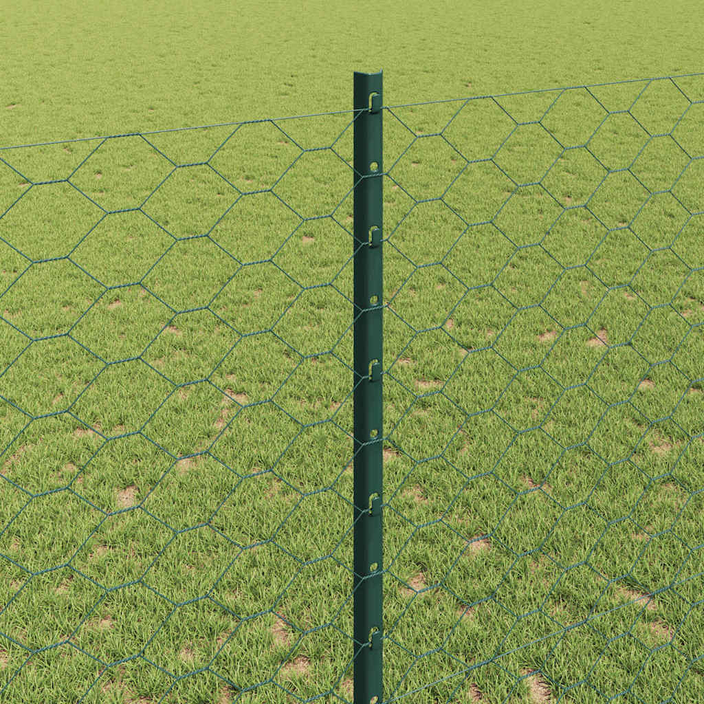 Fence with Post Green 1.4 x 100 m Steel and PVC