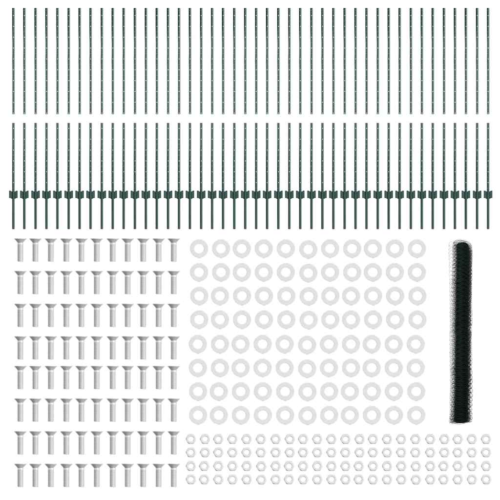Fence with Post Green 1.4 x 100 m Steel and PVC