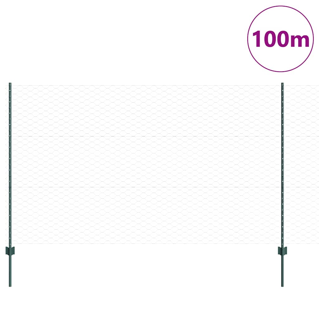 Fence with Post Green 1.4 x 100 m Steel and PVC
