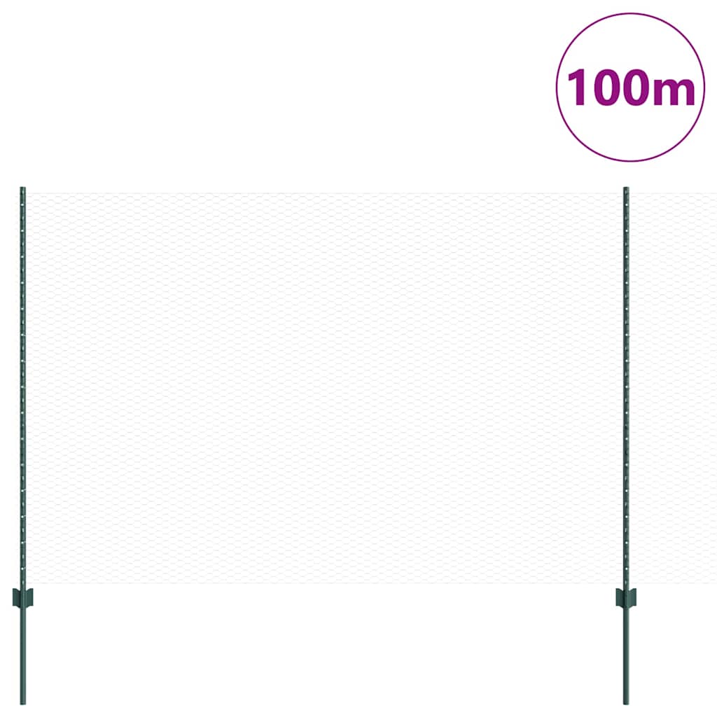 Fence with Post Green 1.5 x 100 m Steel and PVC