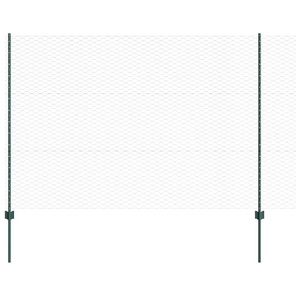 Fence with Post Green 1.5 x 100 m Steel and PVC
