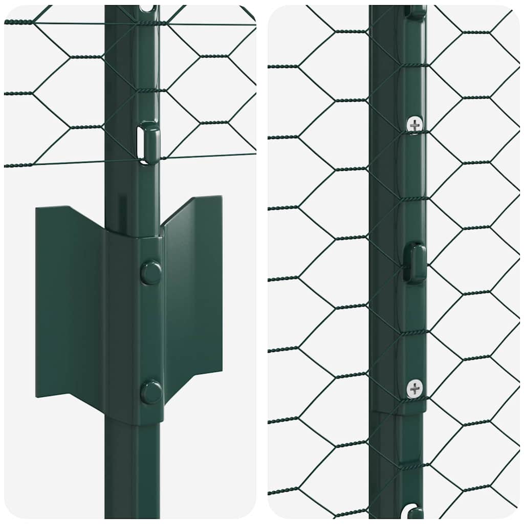 Fence with Post Green 1.6 x 100 m Steel and PVC