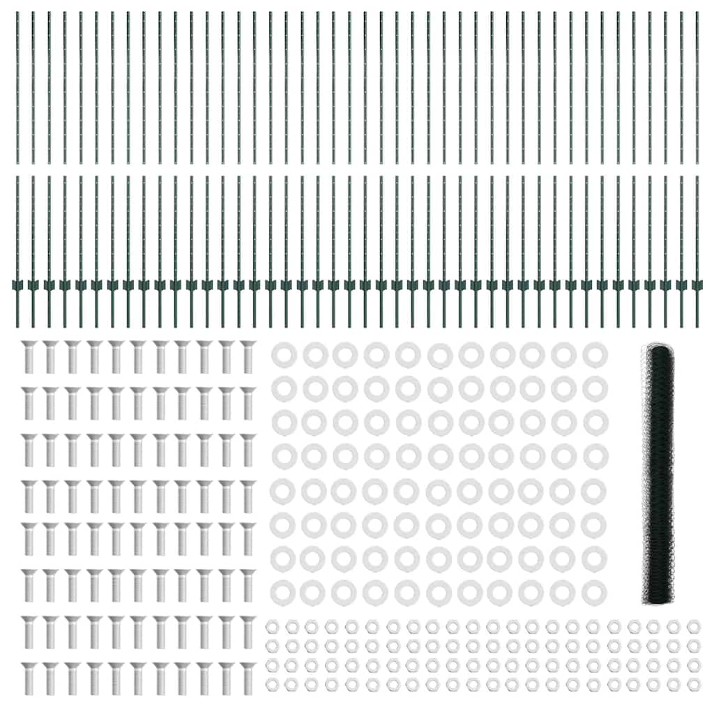 Fence with Post Green 1.6 x 100 m Steel and PVC
