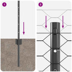 Fence with Post Grey 0.4 x 10 m Steel and PVC