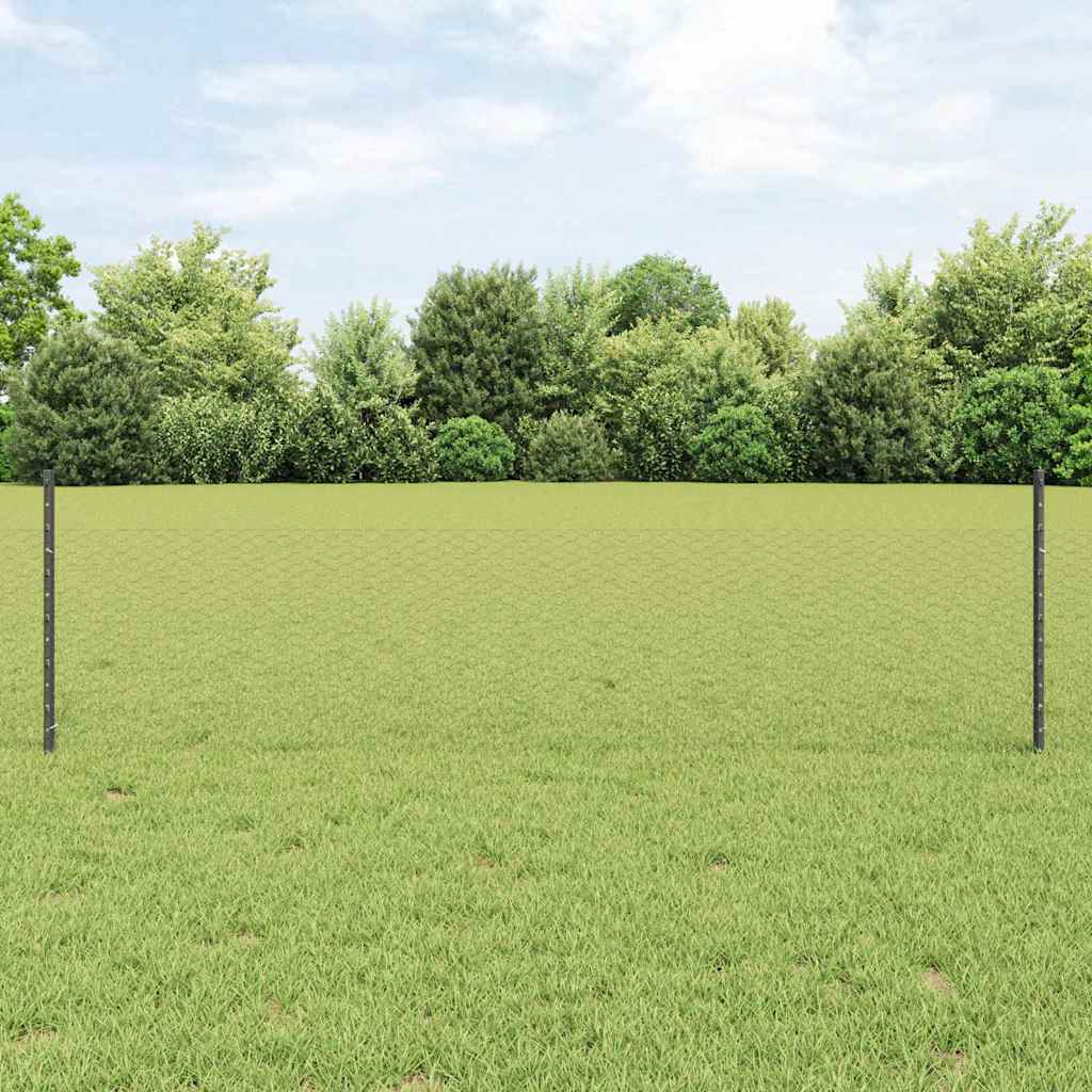 Fence with Post Grey 0.5 x 10 m Steel and PVC