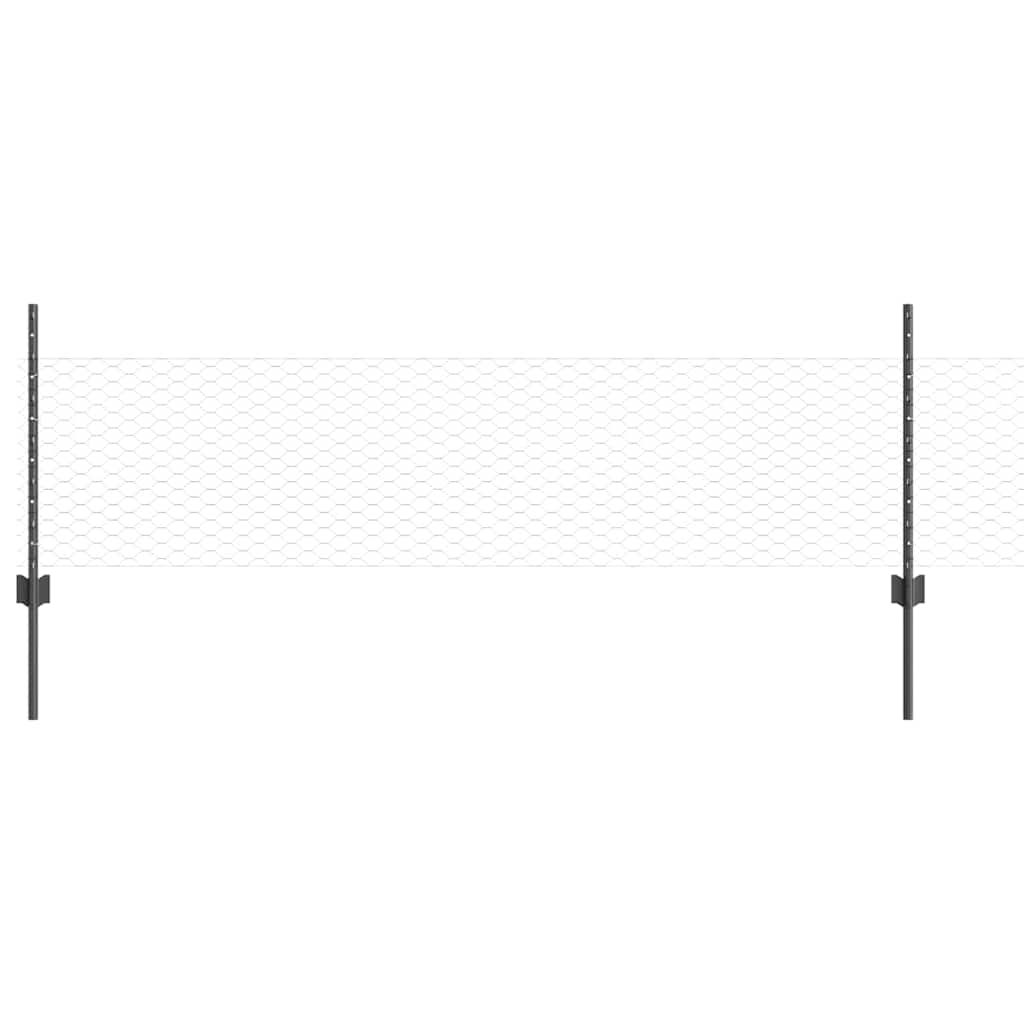 Fence with Post Grey 0.5 x 10 m Steel and PVC