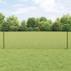 Fence with Post Grey 0.6 x 10 m Steel and PVC