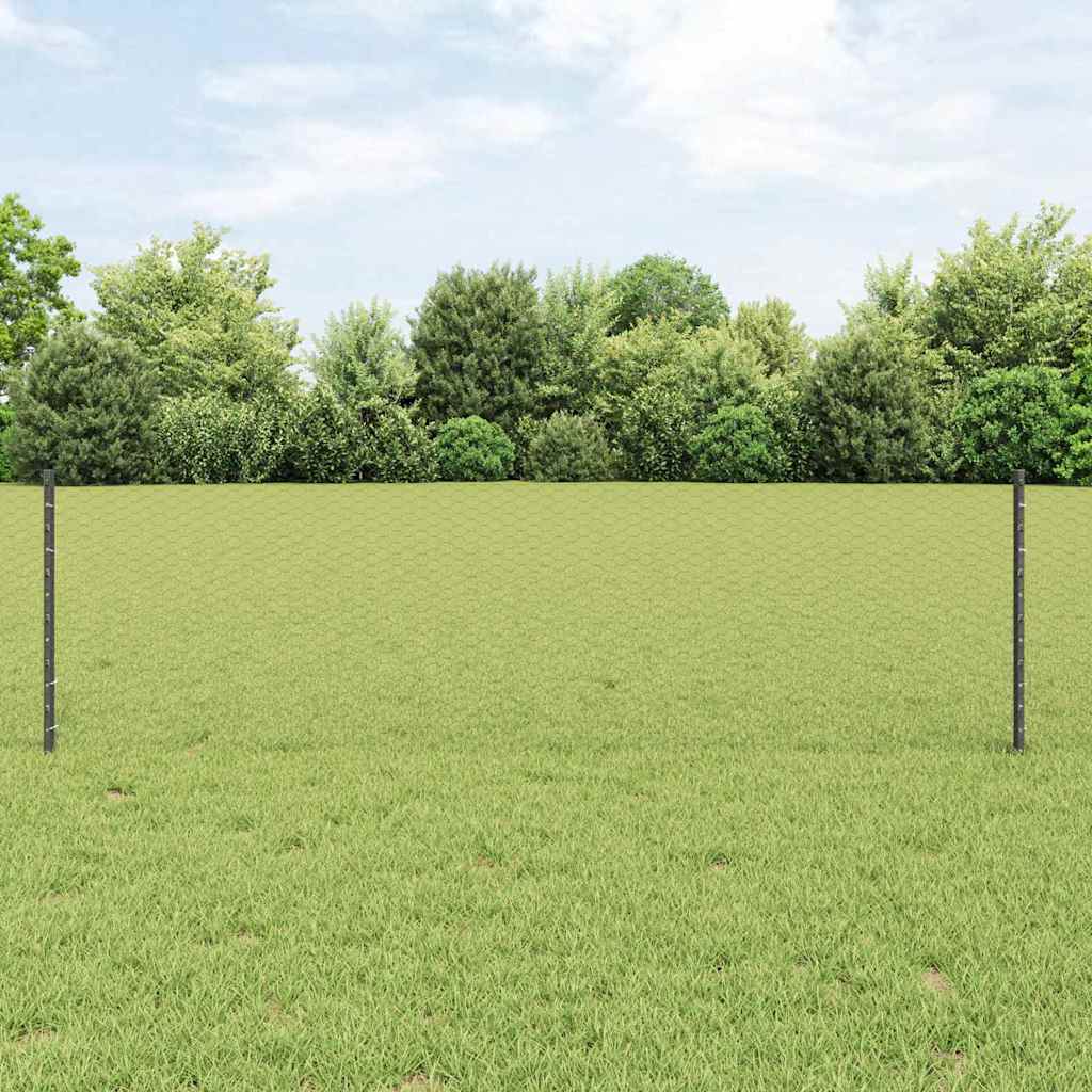Fence with Post Grey 0.6 x 10 m Steel and PVC