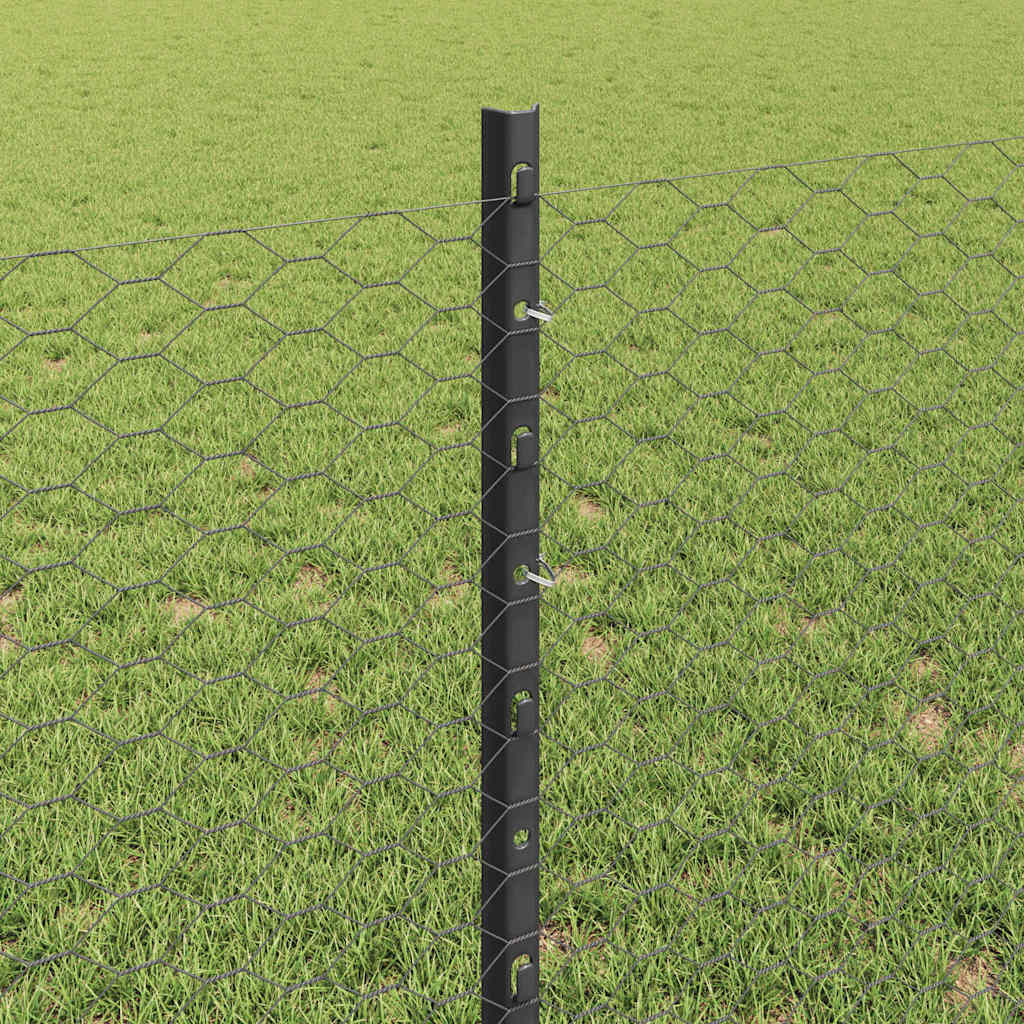Fence with Post Grey 0.8 x 10 m Steel and PVC