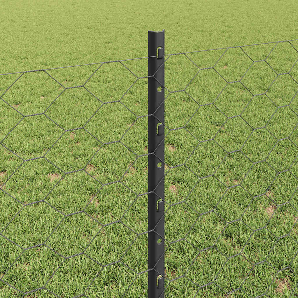Fence with Post Grey 0.8 x 10 m Steel and PVC