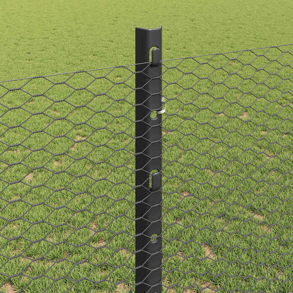 Fence with Post Grey 1.2 x 10 m Steel and PVC