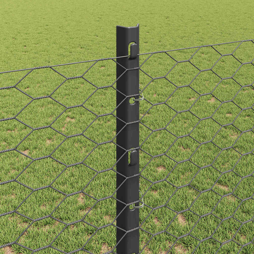 Fence with Post Grey 1.2 x 10 m Steel and PVC