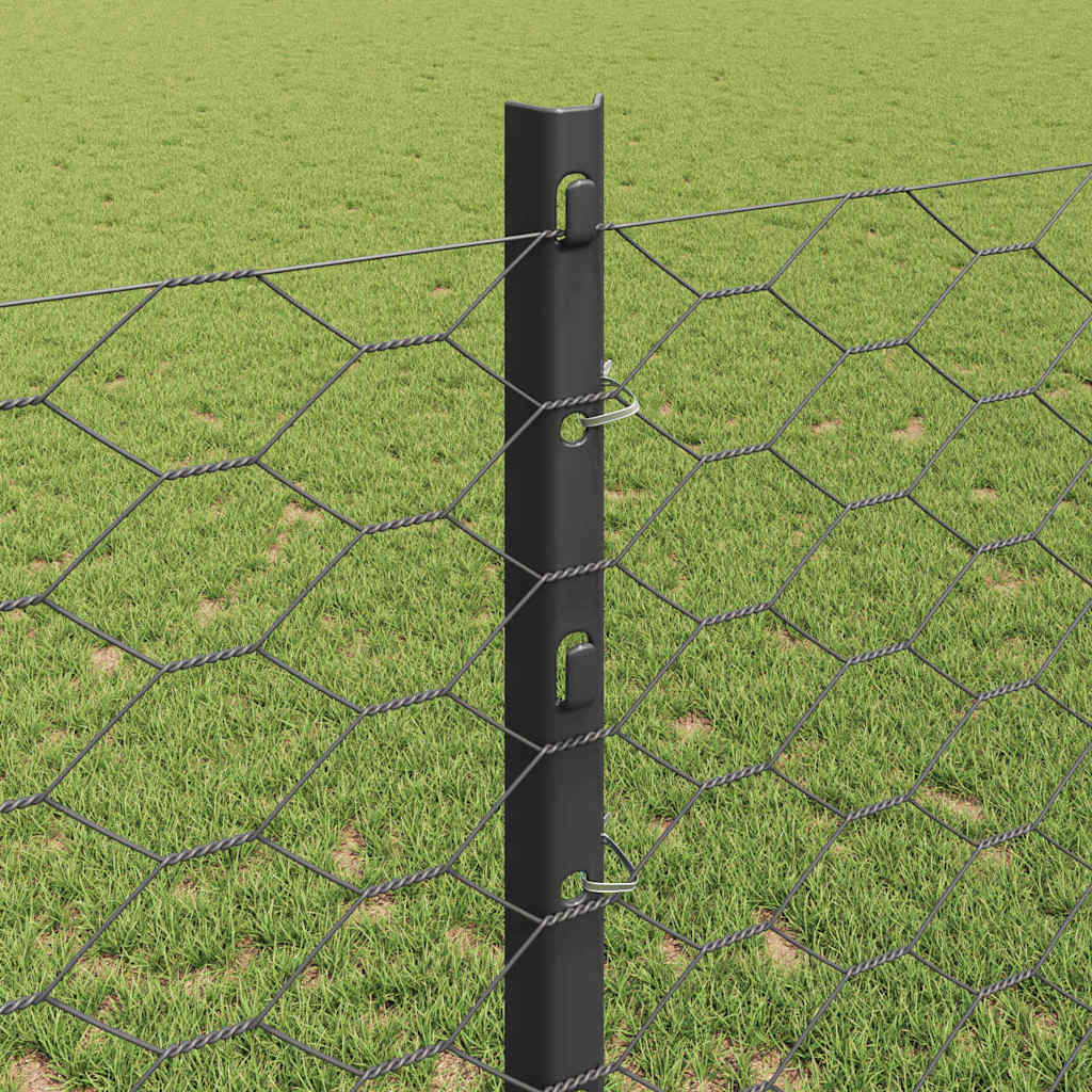 Fence with Post Grey 1.2 x 10 m Steel and PVC