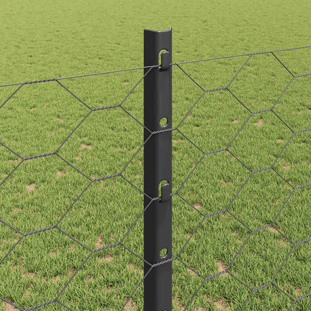 Fence with Post Grey 1.2 x 10 m Steel and PVC