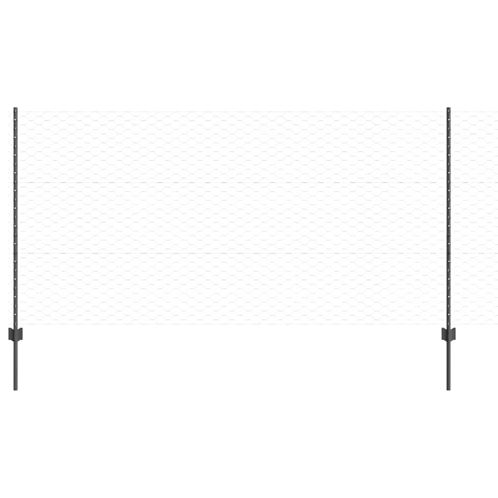 Fence with Post Grey 1.2 x 10 m Steel and PVC