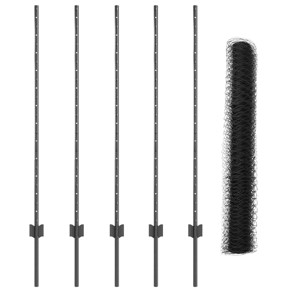 Fence with Post Grey 1.2 x 10 m Steel and PVC