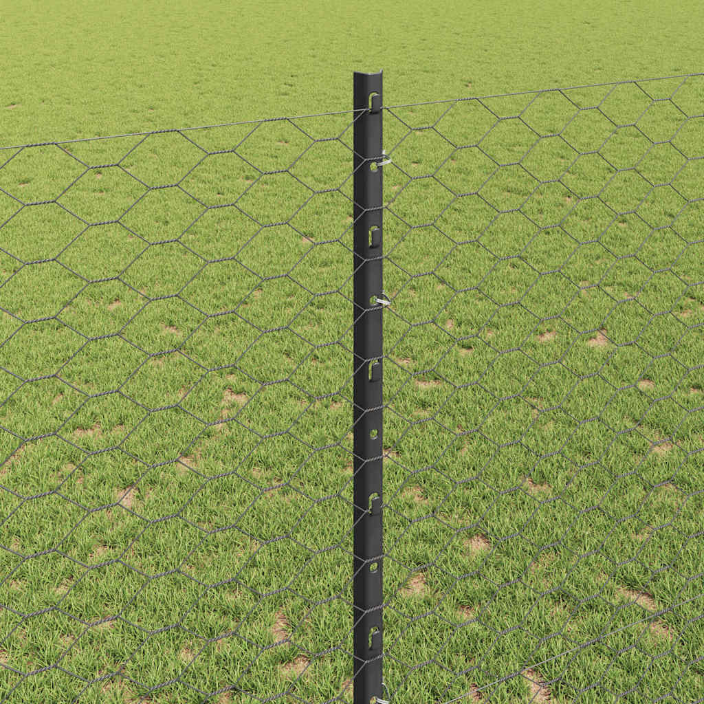 Fence with Post Grey 1.4 x 10 m Steel and PVC