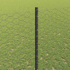 Fence with Post Grey 1.4 x 10 m Steel and PVC