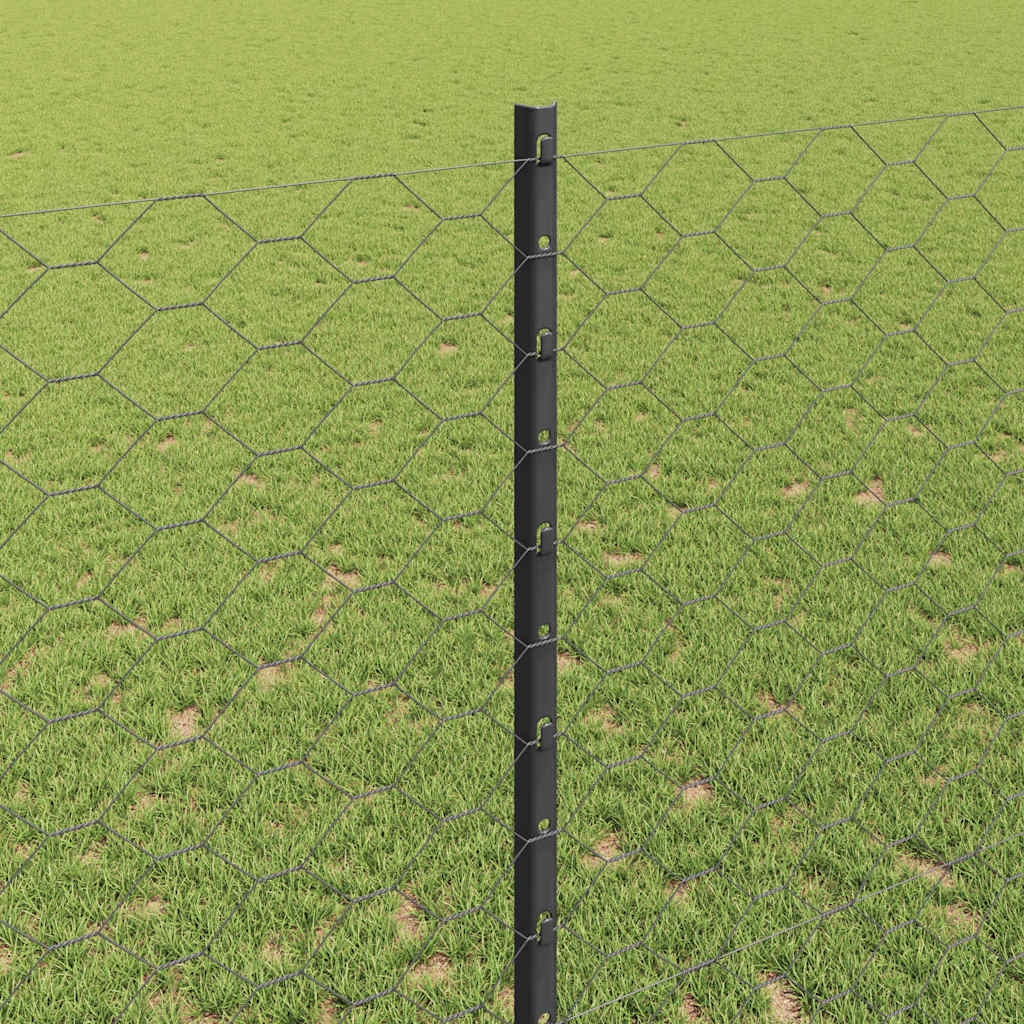 Fence with Post Grey 1.4 x 10 m Steel and PVC