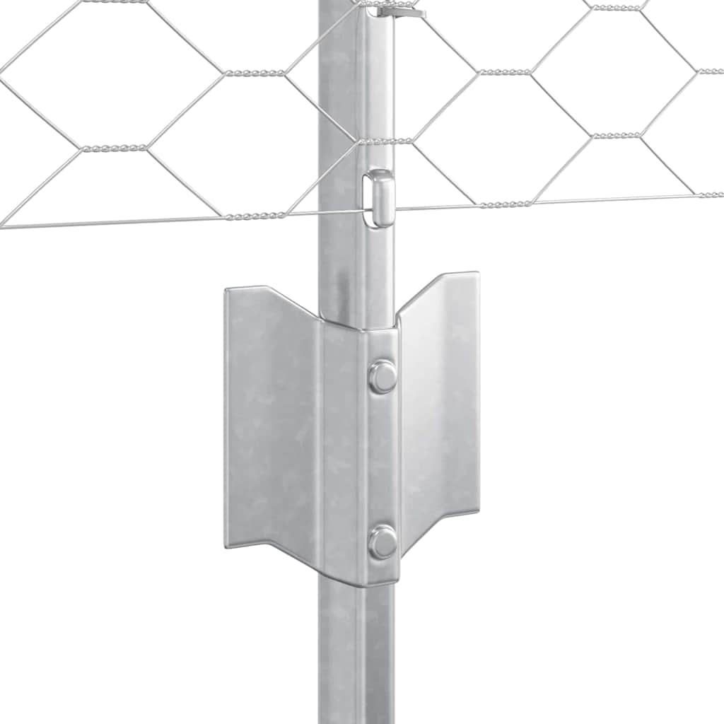 Fence with Post Silver 0.4 x 100 m Steel