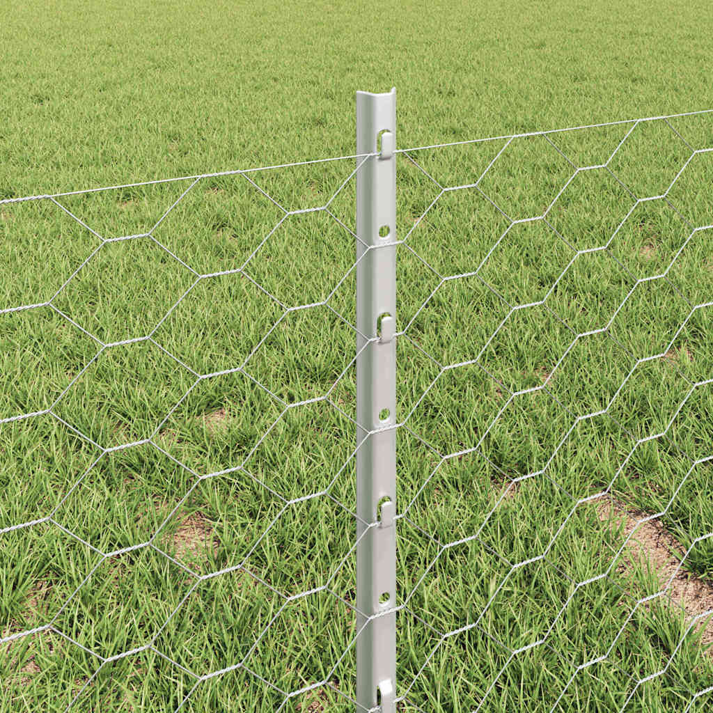 Fence with Post Silver 0.4 x 100 m Steel