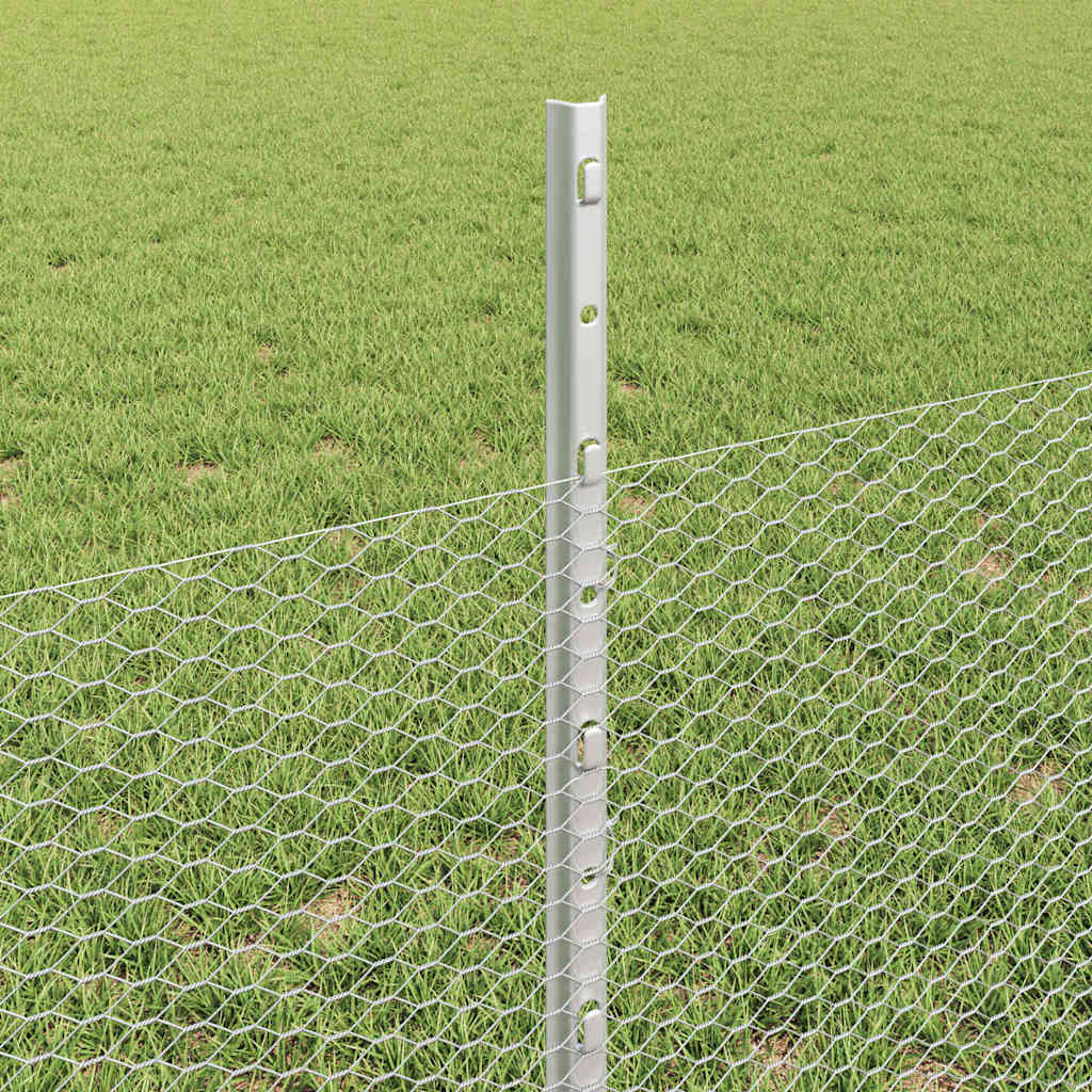 Fence with Post Silver 0.5 x 100 m Steel