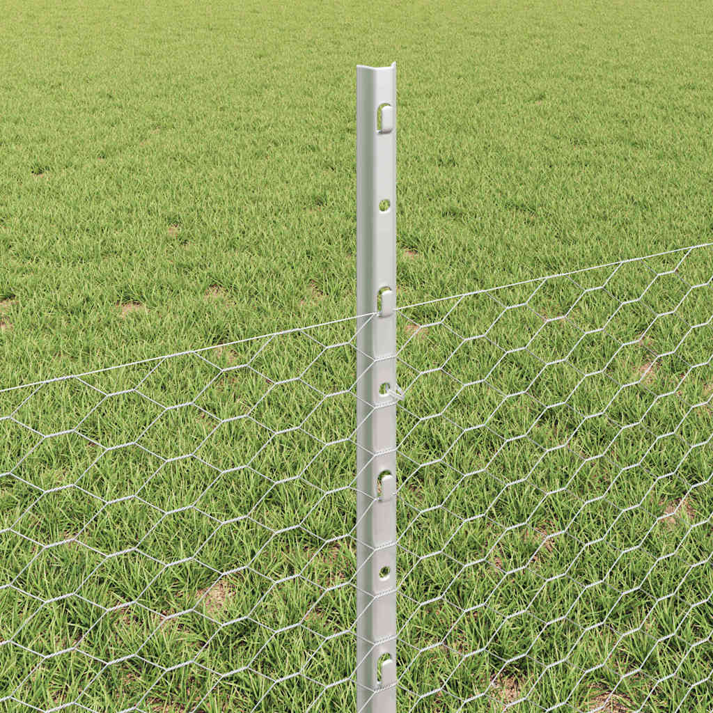 Fence with Post Silver 0.5 x 100 m Steel