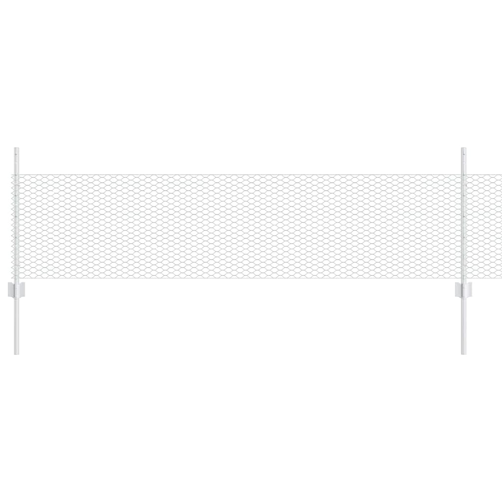 Fence with Post Silver 0.5 x 100 m Steel