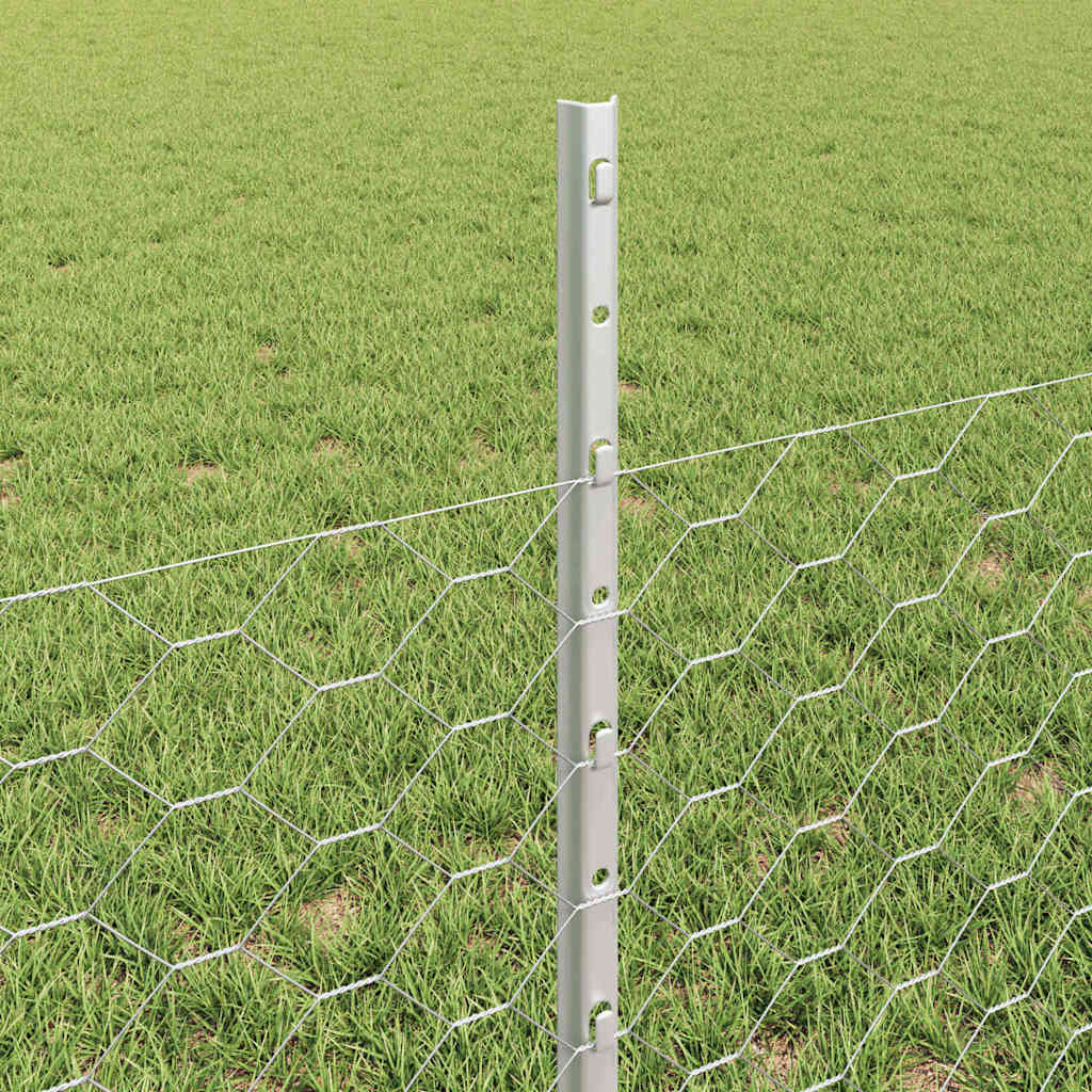 Fence with Post Silver 0.5 x 100 m Steel