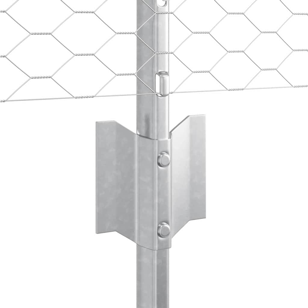 Fence with Post Silver 0.6 x 100 m Steel