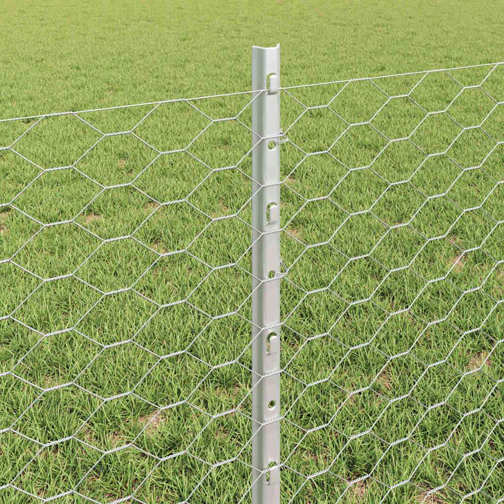 Fence with Post Silver 0.6 x 100 m Steel