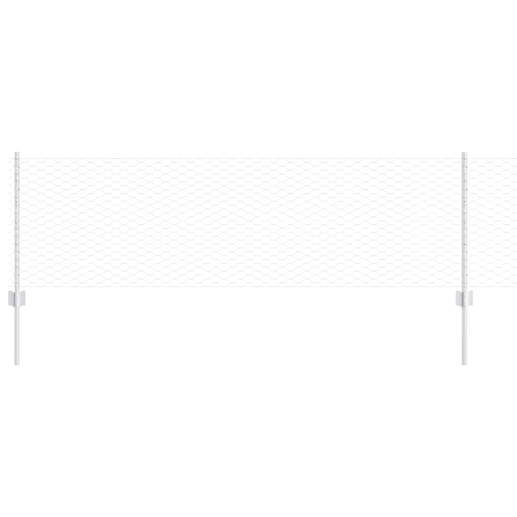 Fence with Post Silver 0.6 x 100 m Steel