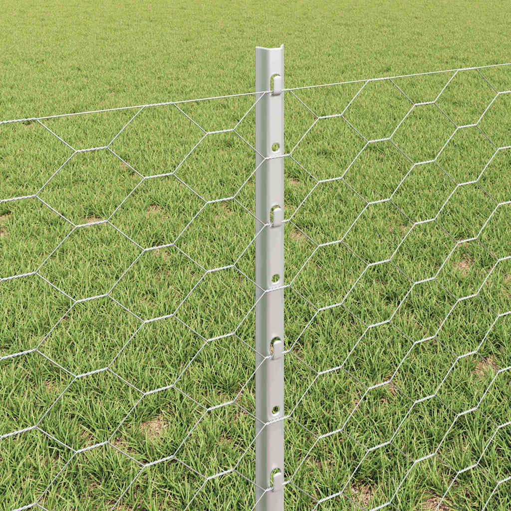 Fence with Post Silver 0.6 x 100 m Steel