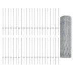 Fence with Post Silver 0.8 x 100 m Steel