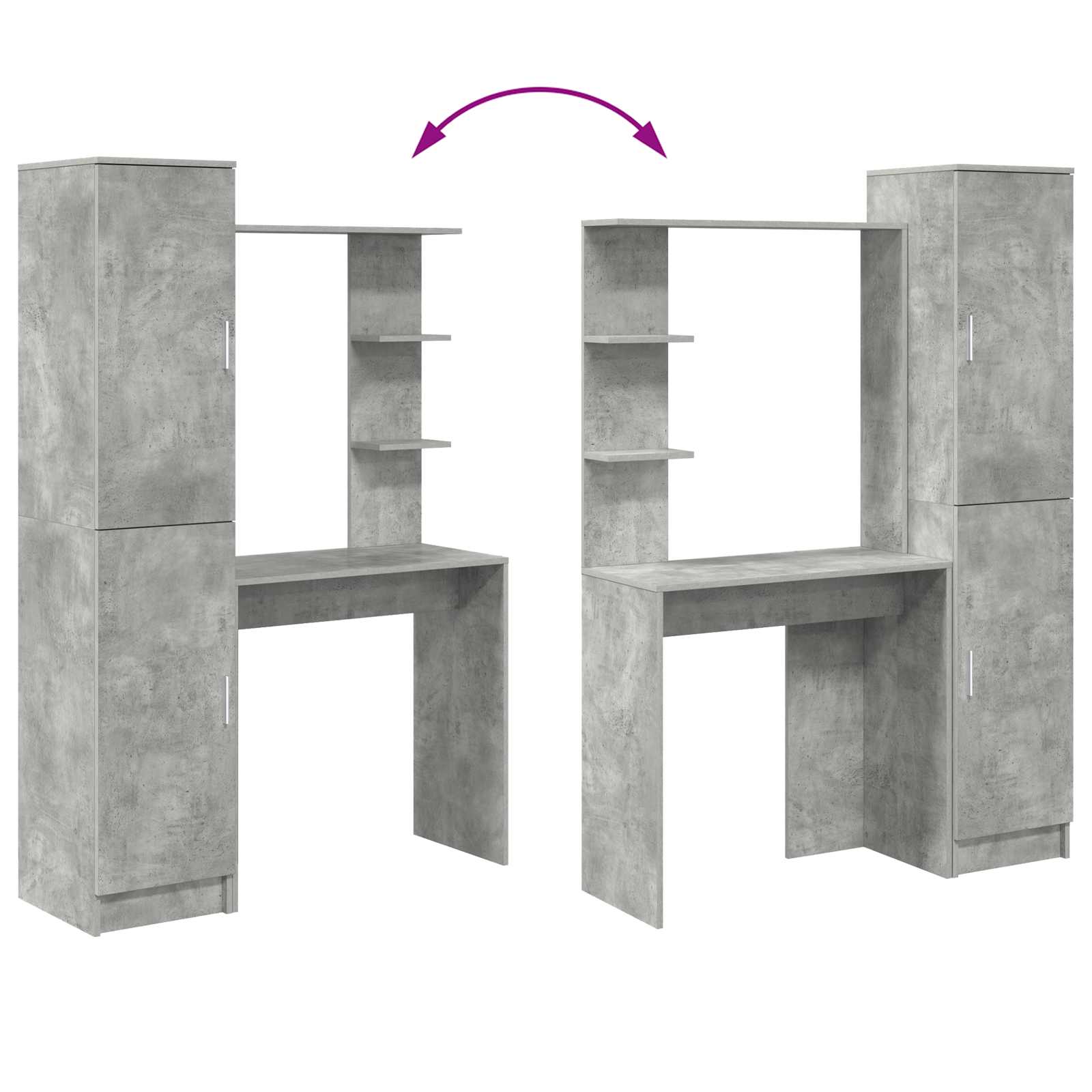 Desk 2 pcs Concrete Grey