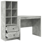 Desk with Drawer 2 pcs Concrete Grey