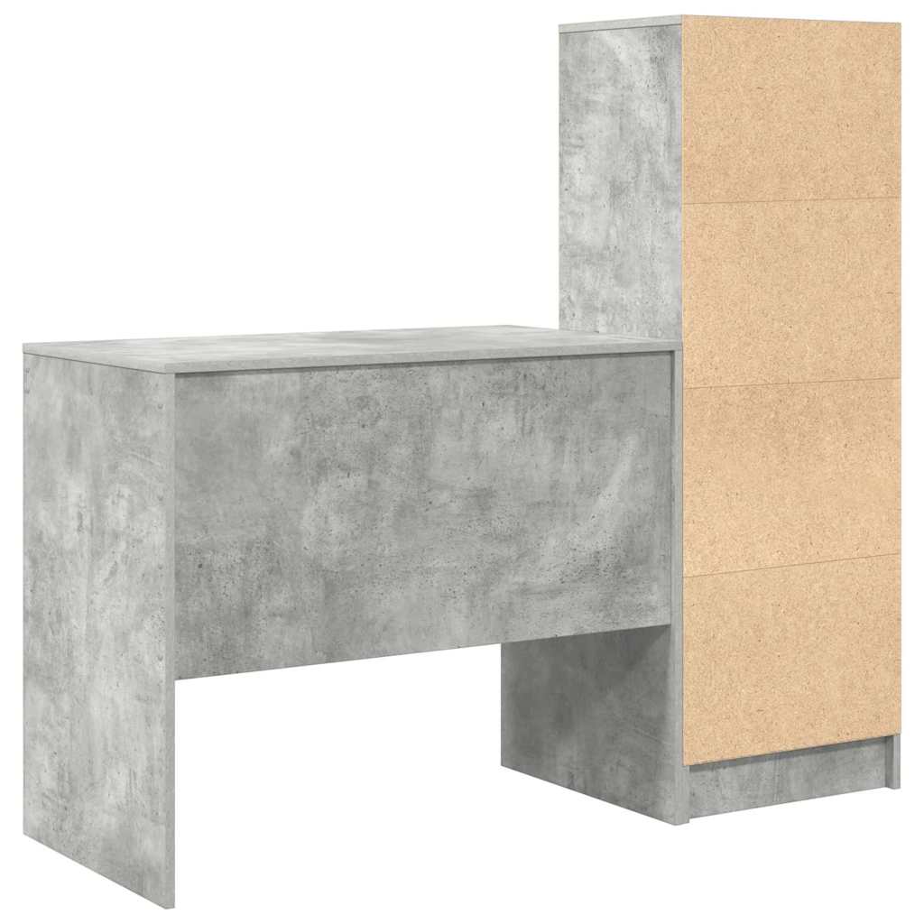 Desk with Drawer 2 pcs Concrete Grey