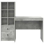 Desk with Drawer 2 pcs Concrete Grey