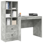 Desk with Drawer 2 pcs Concrete Grey