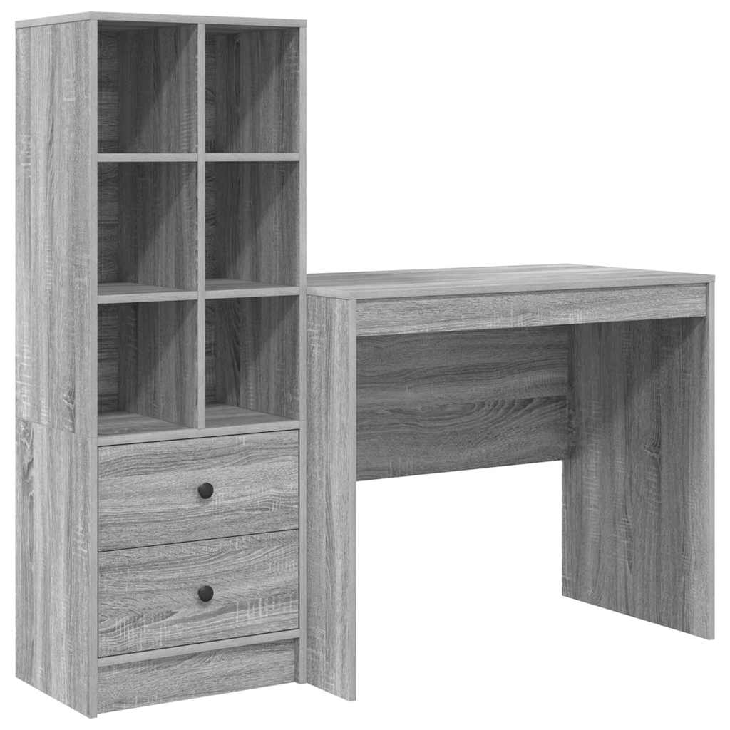 Desk with Drawer 2 pcs Grey Sonoma