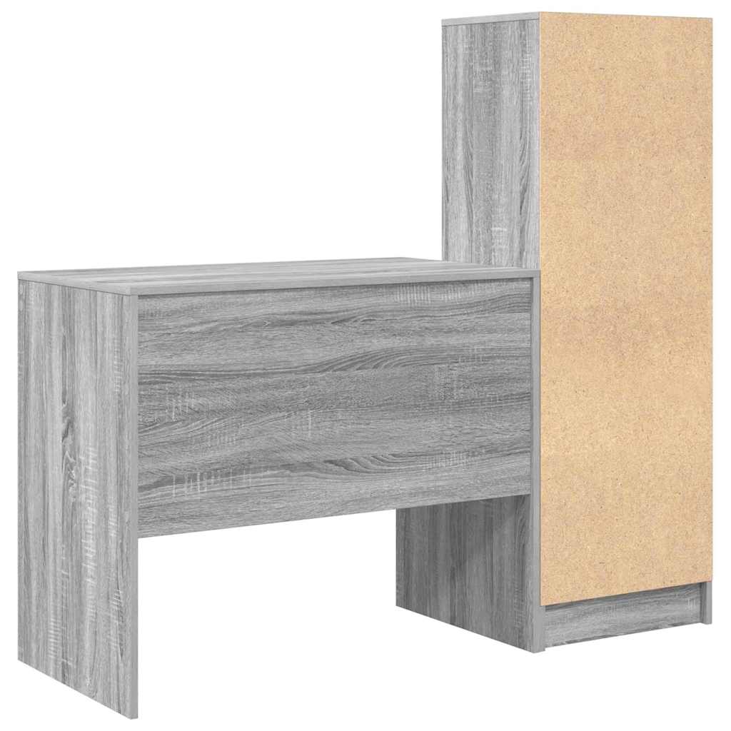 Desk with Drawer 2 pcs Grey Sonoma