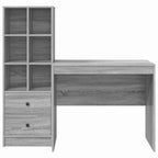 Desk with Drawer 2 pcs Grey Sonoma