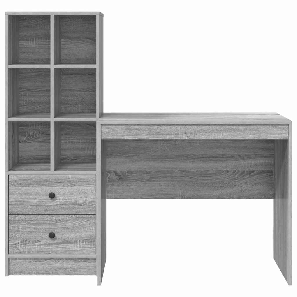 Desk with Drawer 2 pcs Grey Sonoma