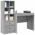 Desk with Drawer 2 pcs Grey Sonoma